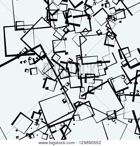 Scattered Squares Abstract Geometric Pattern. Overlapping Rectangular Shapes. Monochrome Artistic Il