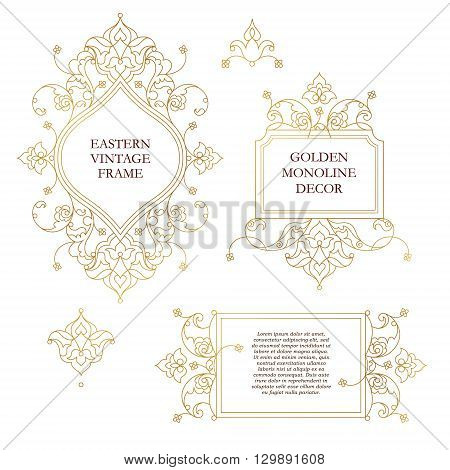 Vector Set Of Frames, Vignettes In Eastern Style.