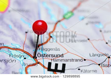 Ostersund pinned on a map of Sweden
