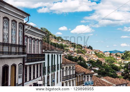 View of the unesco world heritage city of Ouro Preto in Minas Gerais Brazil