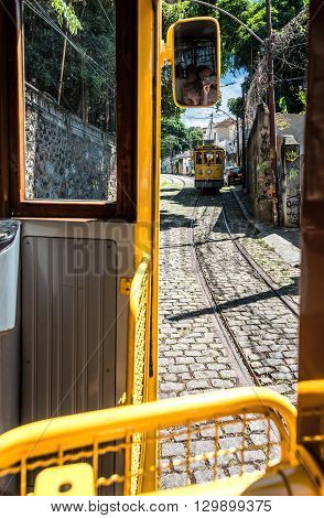 Famous Tram From Lapa To Santa Teresa District, Rio De Janeiro, Brazil