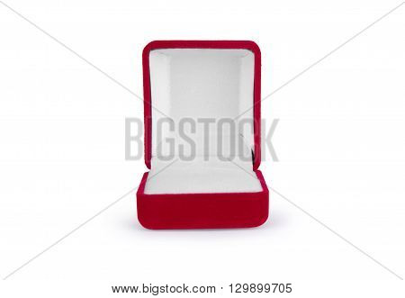 Red velvet box isolated on white background