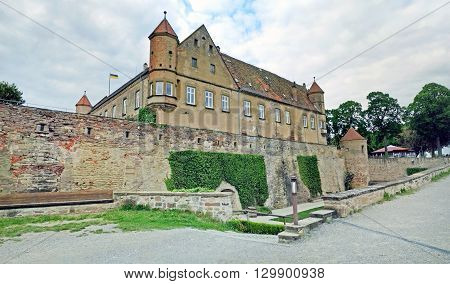 Untergruppenbach Germany - May 15 2016: Castle Burg Stettenfels panorama shot. A famous place for marriages and events near Heilbronn.