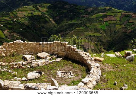 South America Peru Kuelap matched in grandeur only by the Machu Picchu this ruined citadel city in the mountains near Chachapoyas