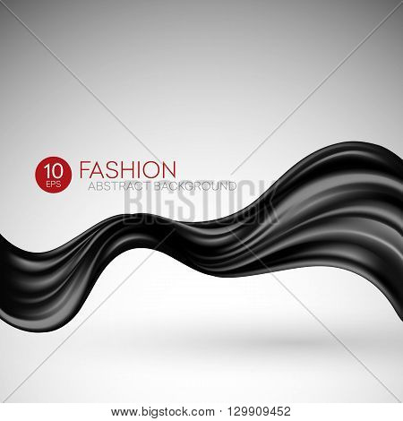 Black flying silk fabric. Fashion background. Vector illustration EPS10