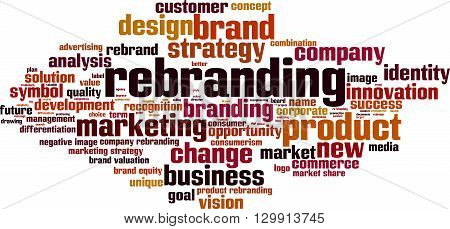 Rebranding word cloud concept. Vector illustration on white