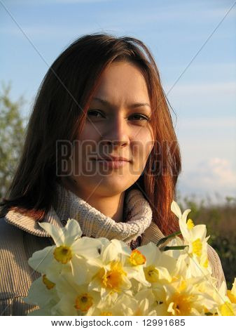 dívka s kyticí