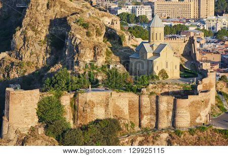 panoramic view of Tbilisi in Georgia, citadel Narikala