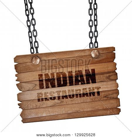 Delicious indian restaurant, 3D rendering, wooden board on a gru
