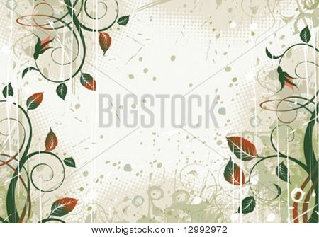Vector grunge floral border
