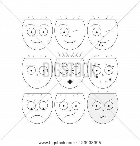 Smile icons/Vector smile/ Emoticons/Set of Emoji/Set of emotion/ Icons of smiley faces