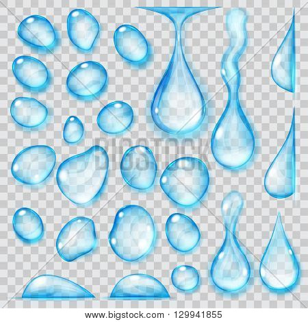 Transparent Light Blue Drops. Transparency Only In Vector Format