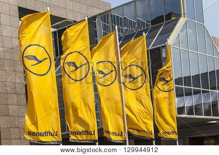Lufthansa Flag With Lufthansa Symbol, The Crane In Frankfurt