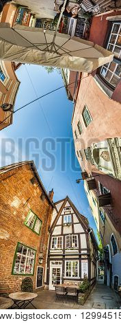 Colorful Houses In Historic Schnoorviertel In Bremen, Germany