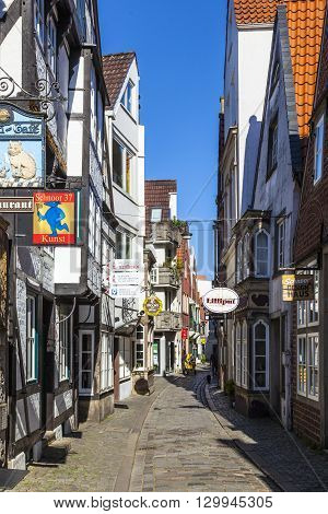 Colorful Houses In Historic Schnoorviertel In Bremen, Germany