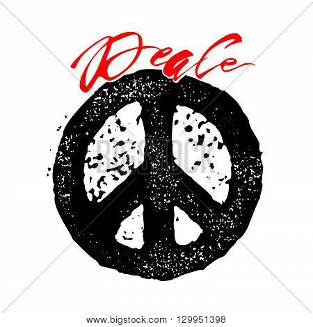 Peace Hand Drawn Linotype Made Symbol.