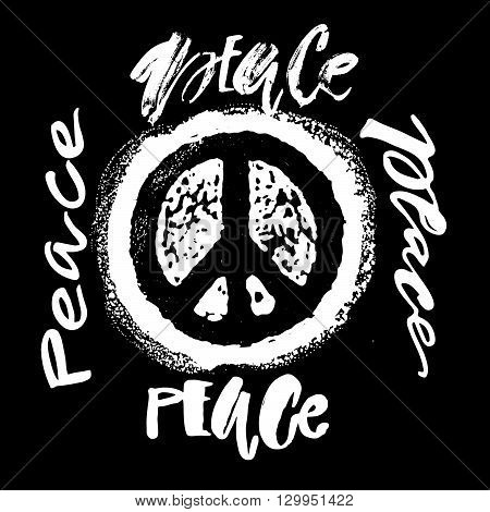 Peace Hand Drawn Linotype Made Symbol.