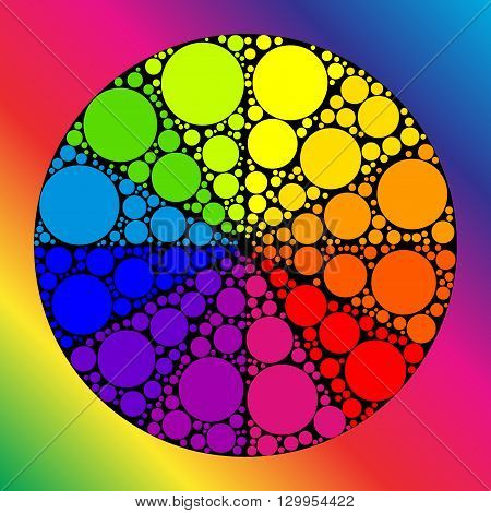 Color wheel palett or color circle. The physical representation of color transitions and HSB.