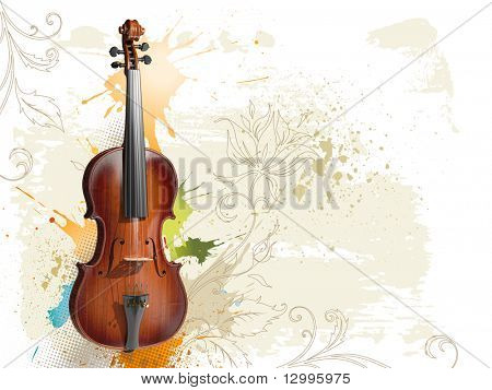 Violino in astratto sfondo floreale