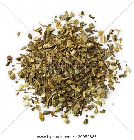 Heap of middle eastern ZaÃÂ¢??atar mixture on white background