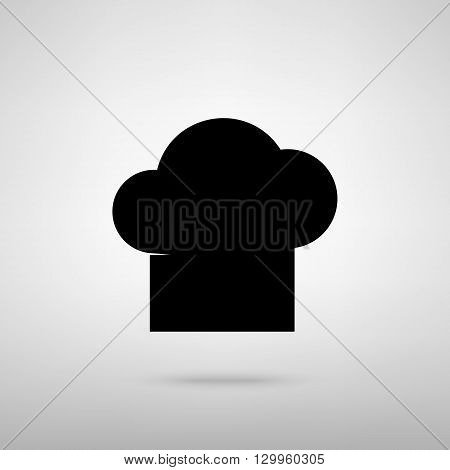 Chef cap sign. Black with shadow on gray.