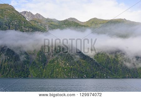 Morning Clouds on an Ocean Fjord in Prince William Sound near Valdez Alaska