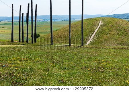 GLAUBERG,GERMANY-JUNE 26, 2015: Celtic oppidum in Hesse, consisting of a fortified settlement and several burial mounds, a princely seat of the late Hallstatt and early La Tène centres in Europe