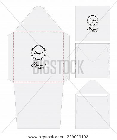 Envelope Die Cut Mock Up Template Vector