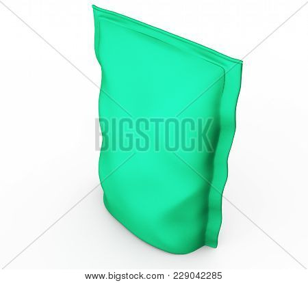 Blank Foil Plastic White Coffee Bag Isolated On White Background. Packaging Template Mockup Collecti