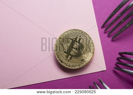 Bitcoin Gold Coin. Cryptocurrency Concept. Virtual Currency Background
