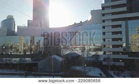 Aerial View To The Central Part Of Yekaterinburg, Russia In A Winter Day. Yekaterinburg City, City C