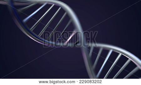 Rotating Dna, Genetic Engineering Scientific Concept, Blue Tint.. 3d Rendered Loopable Animation Of 