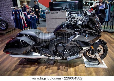 Bangkok, Thailand - December 11, 2017: Bmw K 1600 B Touring Bagger Presented In Motor Expo 2017