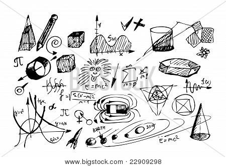 Dessinés à la main Math et Physic symboles