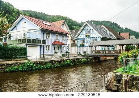 Oppenau In The Renchtal With Covered Wooden Bridge