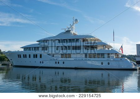 Mega Yacht At The Builder's Yard