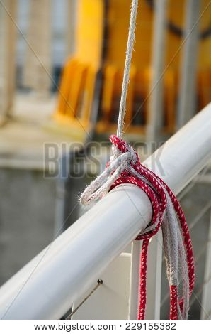 Depth Of Focus Shot Of Knots Used To Tie Off The Halyard