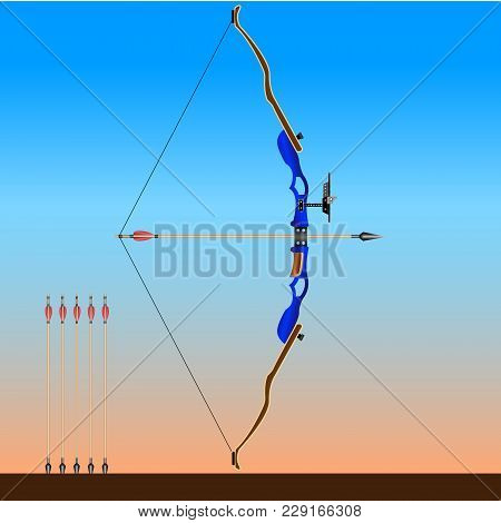 Vector Illustration Sport Bow And Arrow, Compound Bow