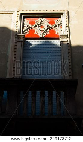 Italian Red Abstract Decoration On The Balcony