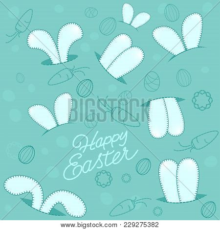 Print Pocket Rabbit Easter Pattern Felt Green Funny