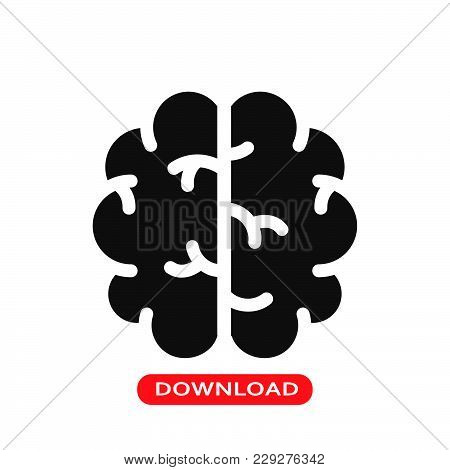 Brain Icon Vector In Modern Flat Style For Web, Graphic And Mobile Design. Brain Icon Vector Isolate