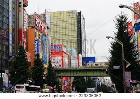 Tokyo, Japan - September 27, 2017: Stores Of Electronics And Anime In Akihabara, Tokyo, Japan. Akiha
