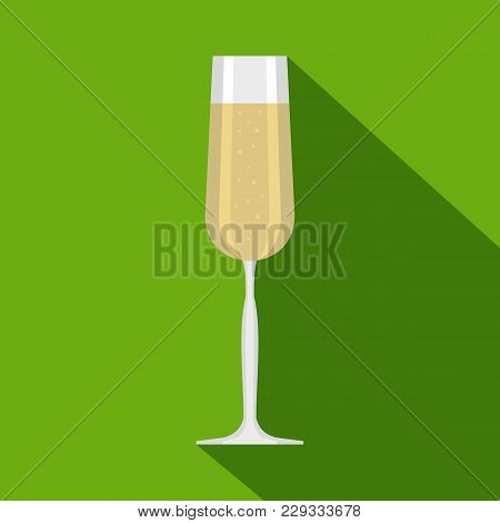 Glass Of Champagne Icon. Flat Illustration Of Glass Of Champagne Vector Icon For Web