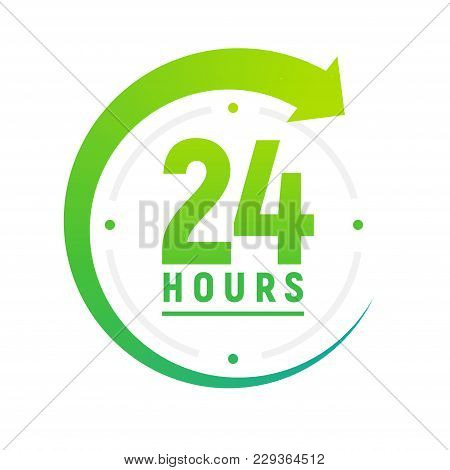 24 Hours Day Time Service. Work Customer Support Icon Design