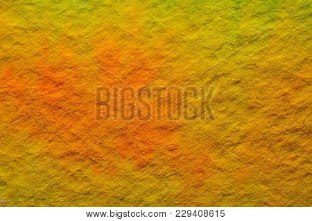 Yellow Watercolor Stain On Embossed Paper. Abstract Watercolor Pattern