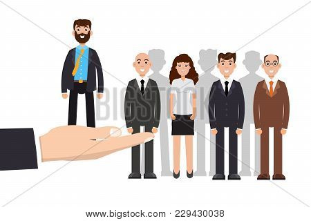 Employer Of Choice. Business Recruitment Process, Employees Group Management. Vector Illustration.