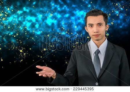 Asian Man With Background.using Life Insurance Or Health, Business Or Welcome Photo And Lifestyle Im