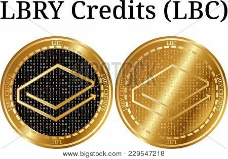 Set Of Physical Golden Coin Lbry Credits (lbc), Digital Cryptocurrency. Lbry Credits (lbc) Icon Set.