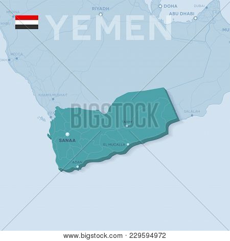 3d Verctor Map Of Cities And Roads In Asia. Yemen And Its Neighbors.
