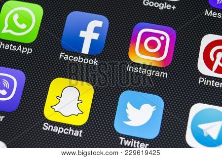 Sankt-petersburg, Russia, March 5, 2018: Apple Iphone X With Icons Of Social Media Facebook, Instagr